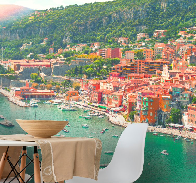 Rannikkokylän näkymä valokuvatapetti - Tenstickers