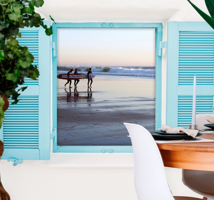 Ranta surfing näkymä kaupunki valokuvatapetti - Tenstickers