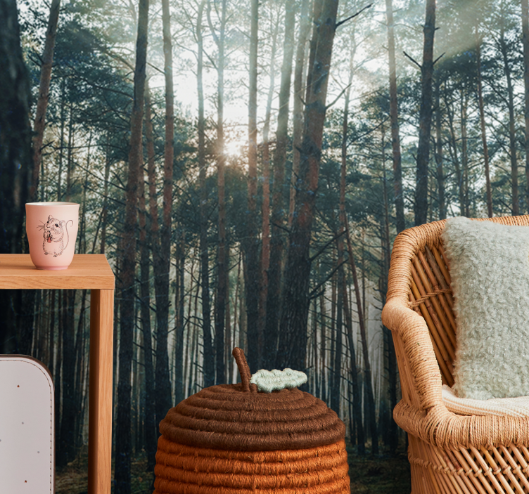 Rauhallinen mäntymetsä valokuvatapetti - Tenstickers