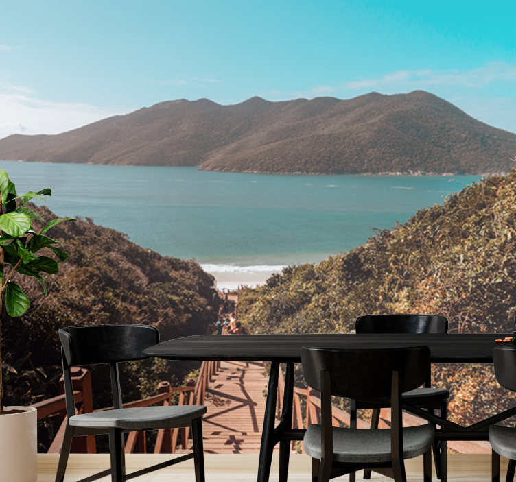 Rauhallinen meri polku maisema valokuvatapetti - Tenstickers