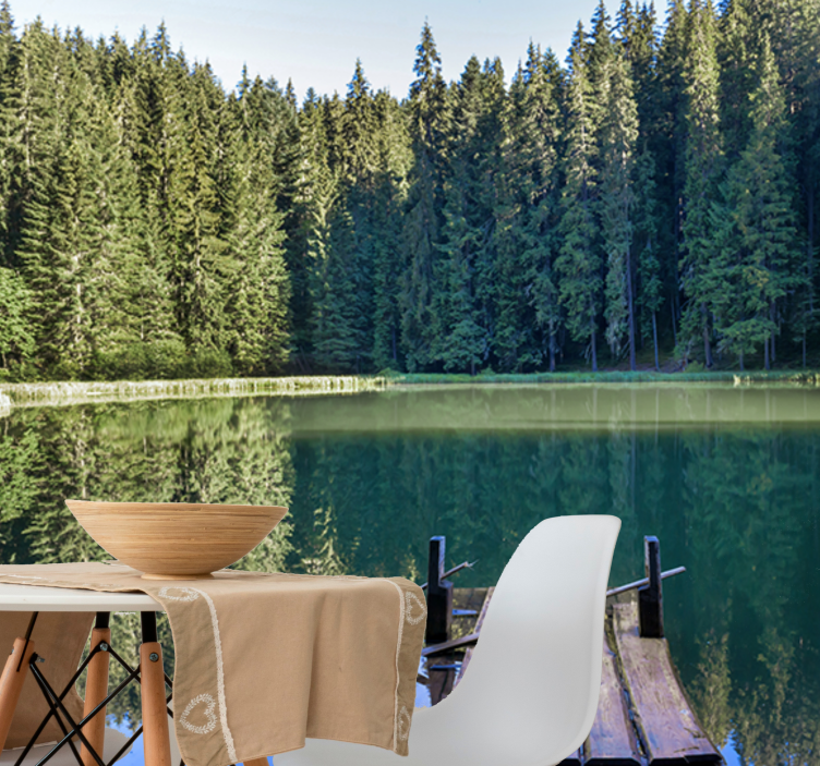 Rauhallinen metsäheijastusluonto valokuvatapetti - Tenstickers