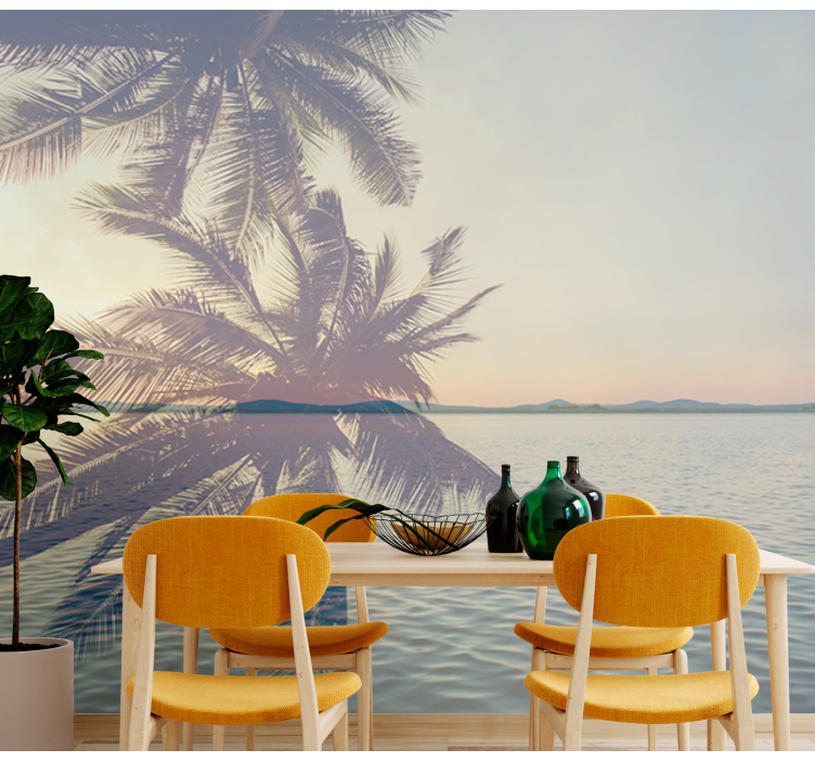 Rauhallinen palmusiluetti luonto valokuvatapetti - Tenstickers