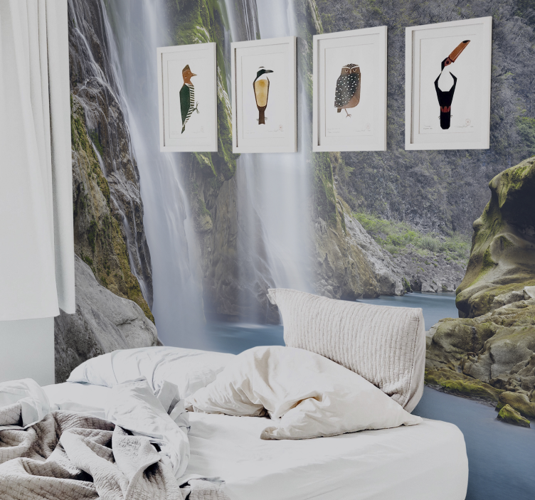 Rauhoittava vesiputousnäkymä valokuvatapetti - Tenstickers