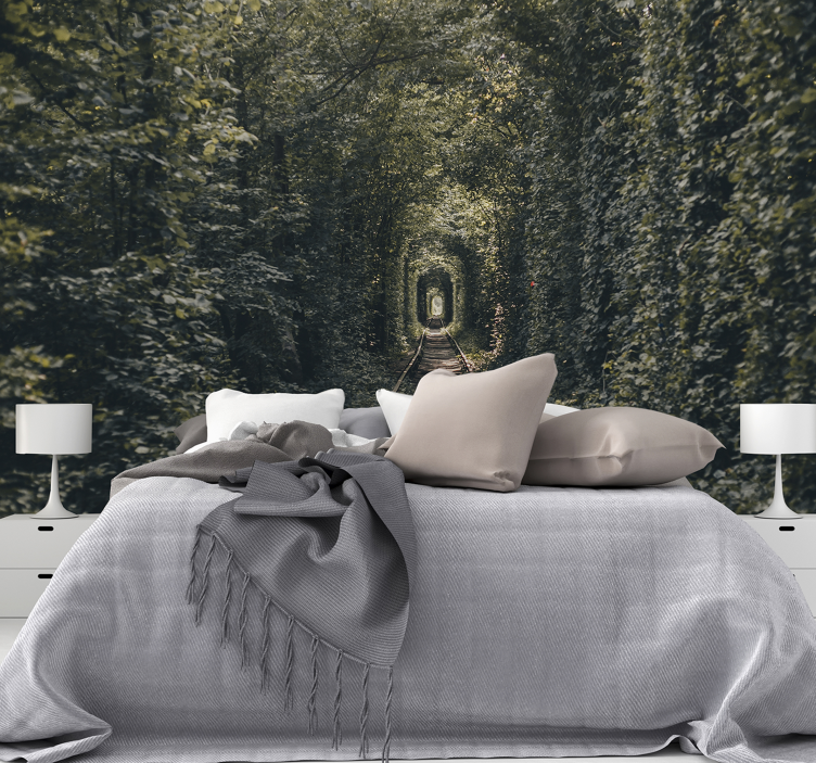 Rautatietunneli puita luonto valokuvatapetti - Tenstickers