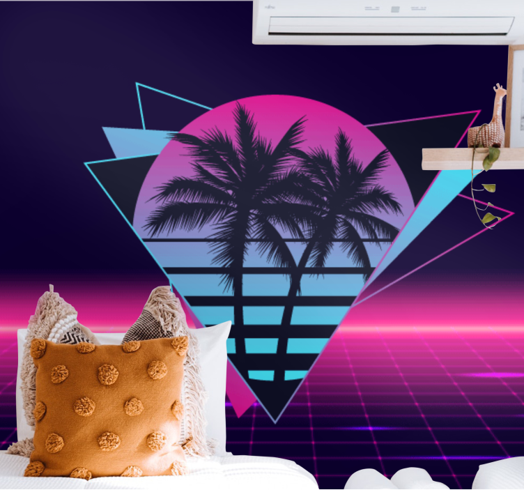 Retro palm geometria valokuvatapetti - Tenstickers