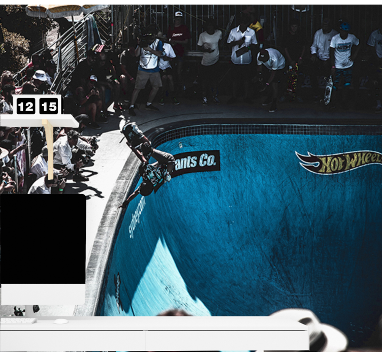 Rullalautailija suorittaa tempun ajoneuvo valokuvatapetti - Tenstickers