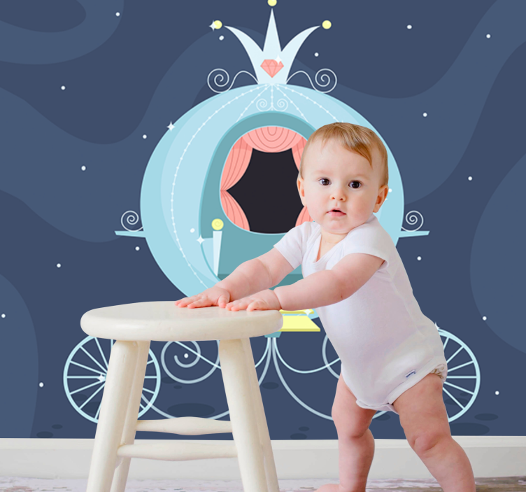 Satuvaunu lasten makuuhuoneen valokuvatapetti - Tenstickers