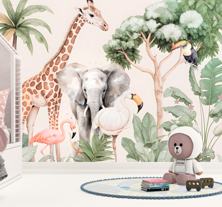 Savanni maisema Muut eläimet valokuvatapetti - Tenstickers