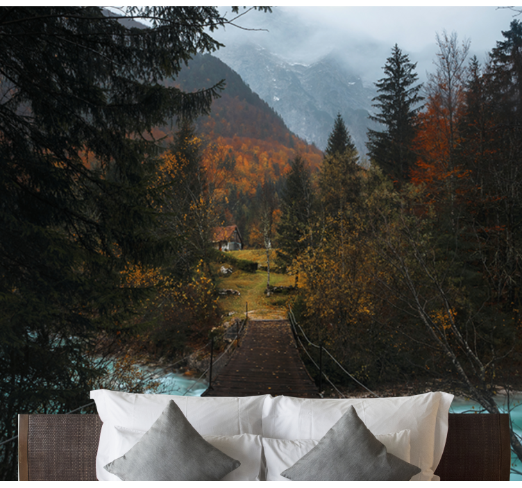 Silta metsässä valokuvatapetti metsä - Tenstickers