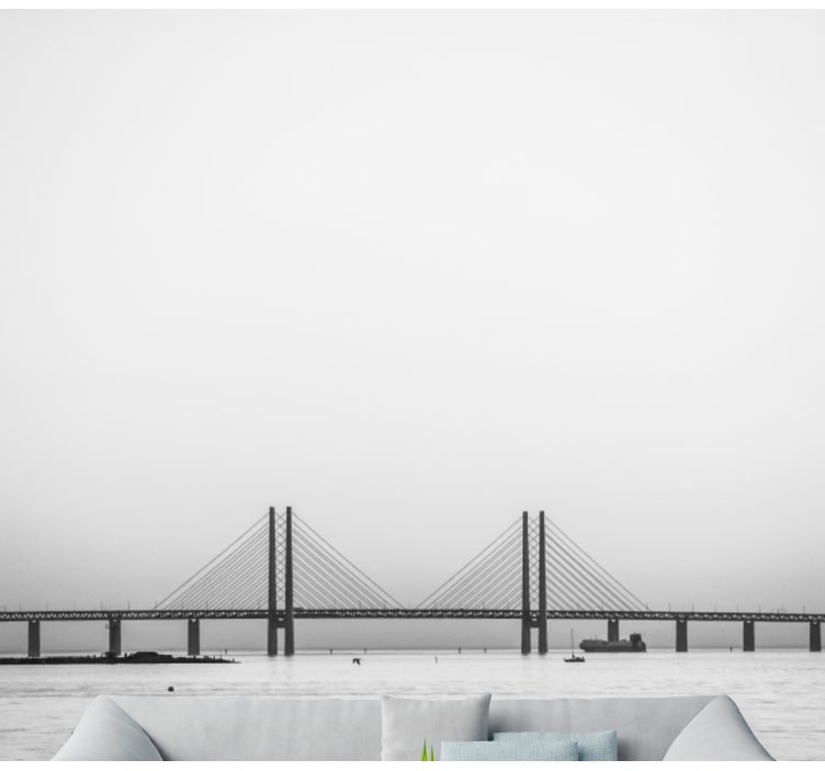 Silta veden yli kaupunki valokuvatapetti - Tenstickers