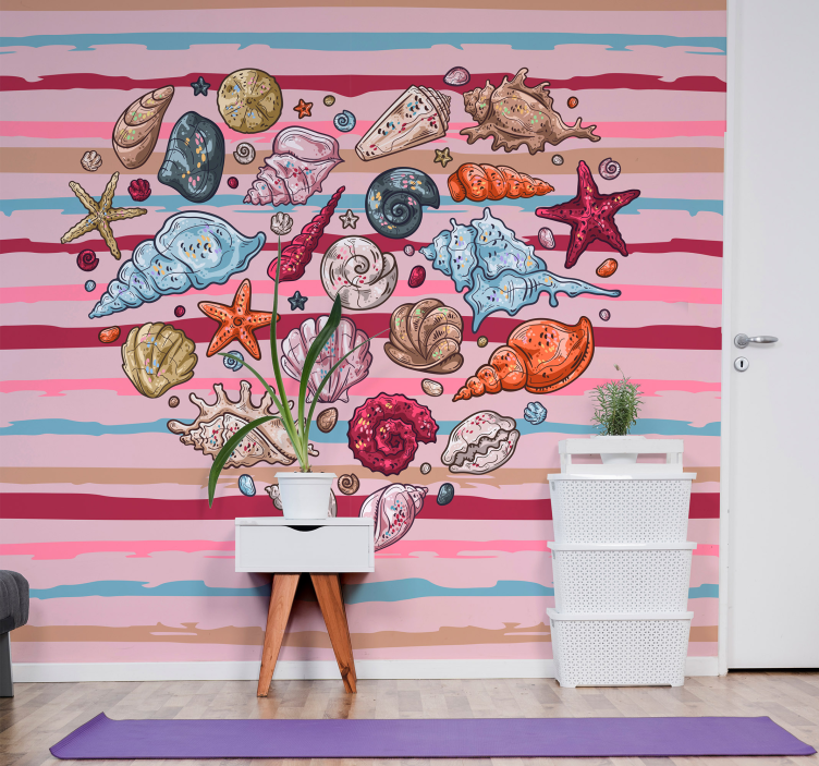 Simpukankuoria mereneläviä eläin valokuvatapetti - Tenstickers