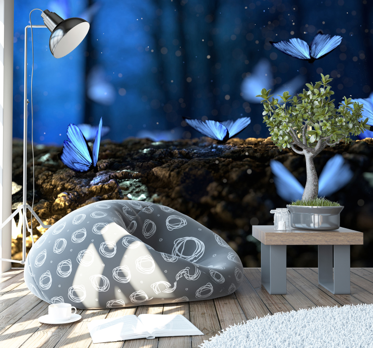 Sininen perhonen valokuvatapetti - Tenstickers