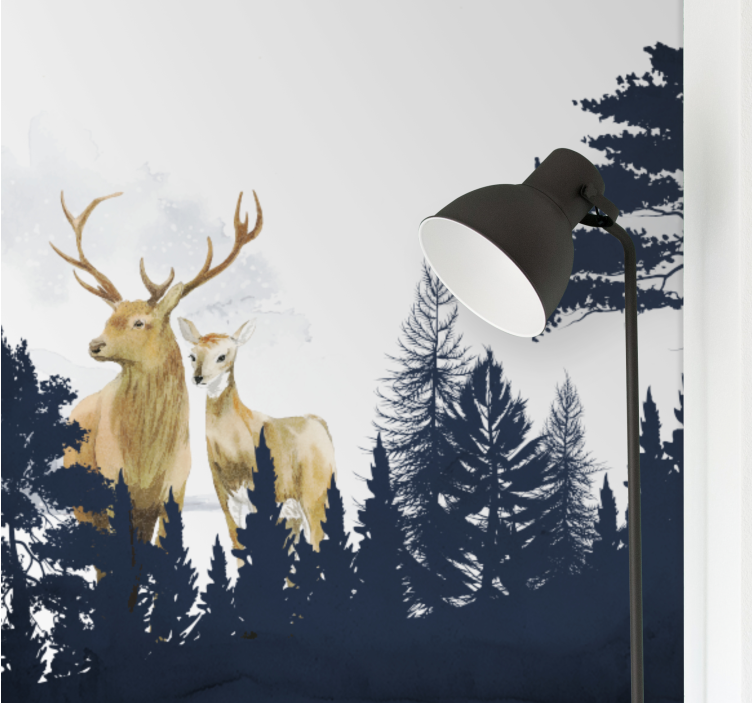 Skandinaaviseen tyyliin metsäystäviä valokuvatapetti metsä - Tenstickers