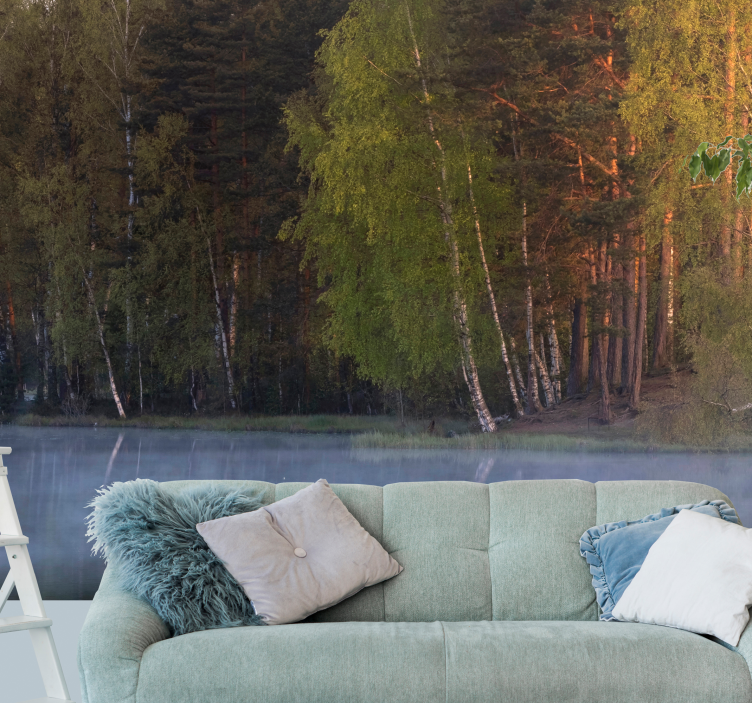 Sumu tulossa järven tapetti kuvalla valokuvatapetti luonto - Tenstickers