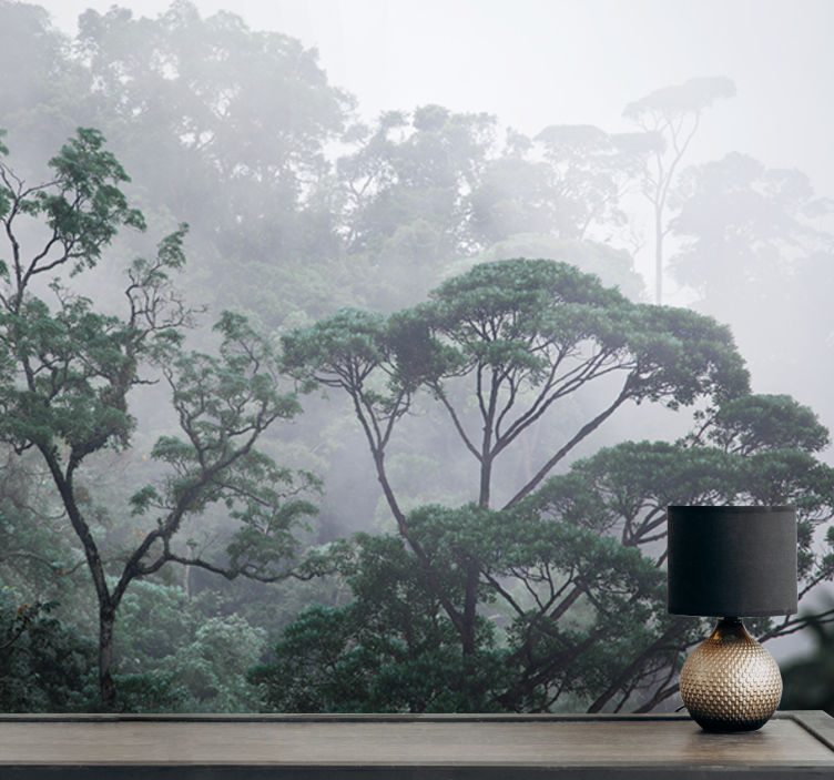 Sumuinen metsämaisema valokuvatapetti - Tenstickers