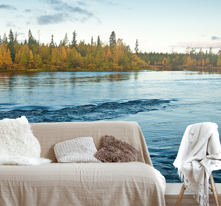 Suomalainen metsä ja joki järvi valokuvatapetti - Tenstickers