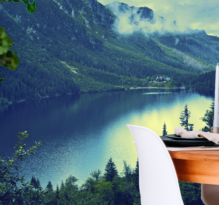 Suuren vuoren heijastus maisema valokuvatapetti - Tenstickers