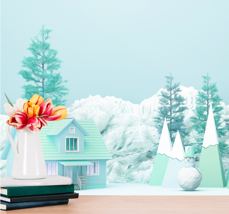 Talvimaisema kohtaus luonto valokuvatapetti - Tenstickers
