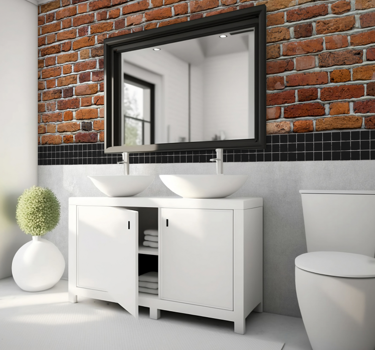 Tiilet laatoilla tiili valokuvatapetti - Tenstickers