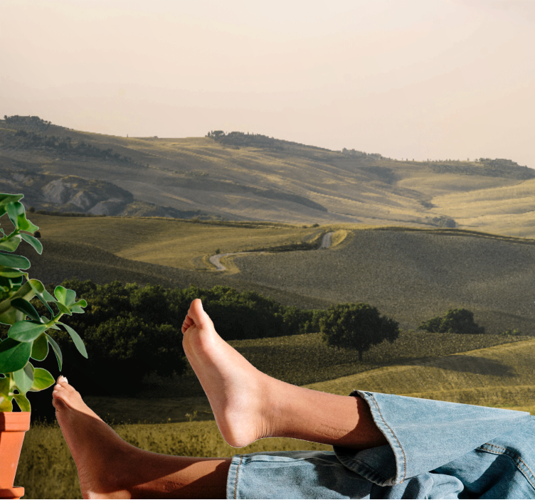 Toscanan maiseman kentät valokuvatapetti luonto - Tenstickers