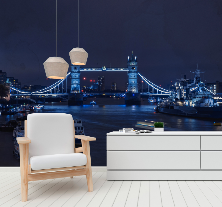 Tower bridge -yönäkymä Lontoo valokuvatapetti - Tenstickers