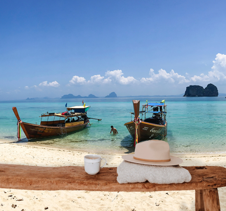 Trooppinen rantalaisema valokuvatapetti - Tenstickers