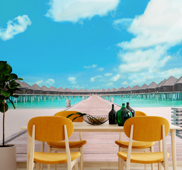 Tropiikin laituri polku maisema valokuvatapetti - Tenstickers