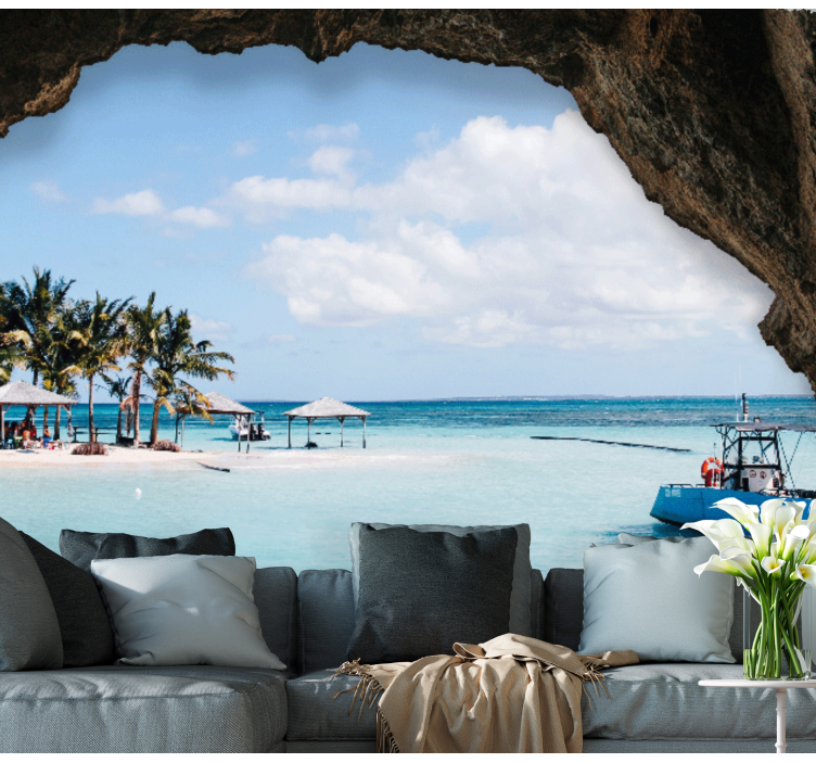 Tropiikin rannikkonäkymä valokuvatapetti - Tenstickers