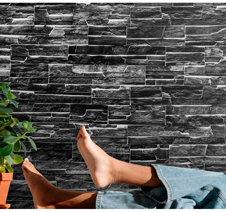 Tyylikäs tumma tiiliseinä tiilinen valokuvatapetti - Tenstickers