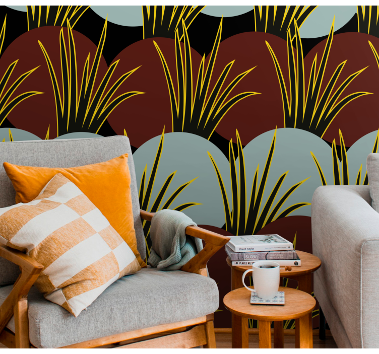 Tyylitellyt ruohopatternit luonto valokuvatapetti - Tenstickers