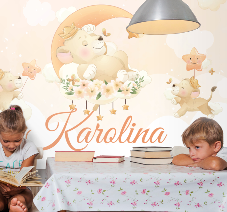 Unelmallinen leijonakohtaus eläin valokuvatapetti - Tenstickers