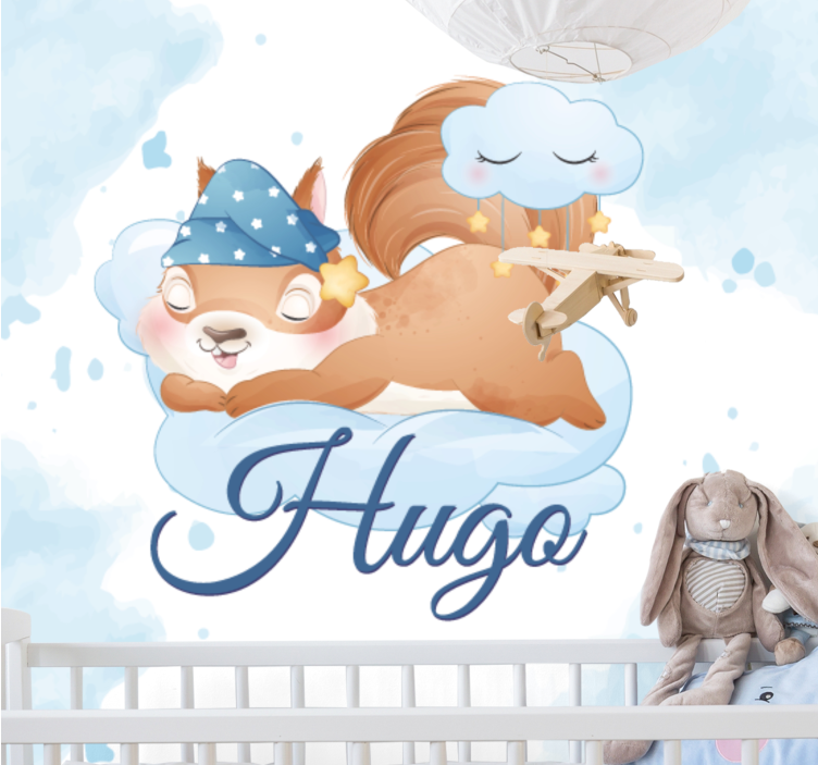 Unelmoiva orava vauvan makuuhuoneen valokuvatapetti - Tenstickers