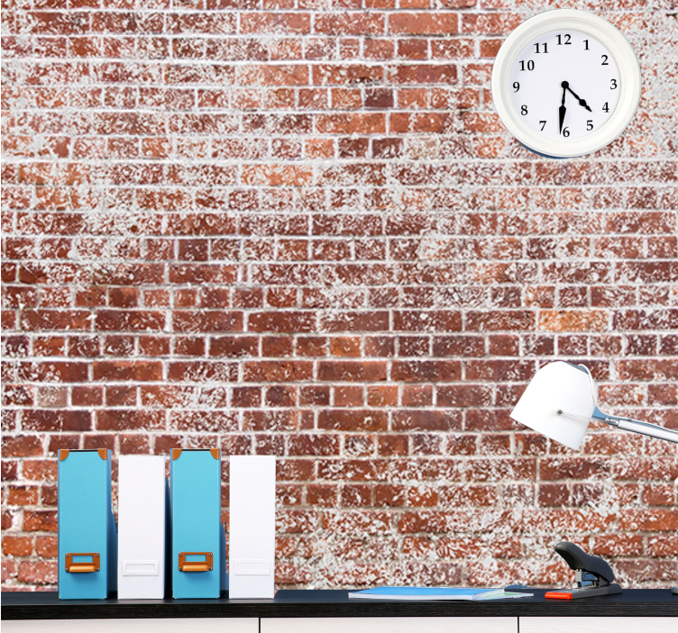 Valkoinen maali punaisilla tiileillä tiilinen valokuvatapetti - Tenstickers