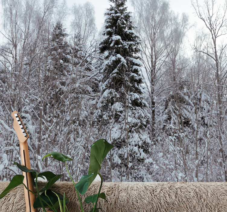 Valkoinen metsä talvella valokuvatapetti luonto - Tenstickers