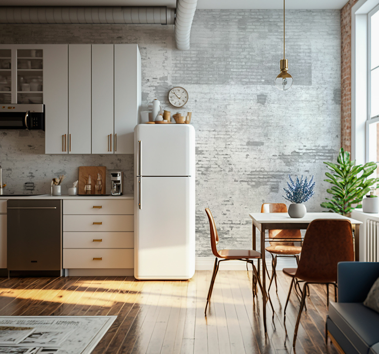 Valkoinen vanha seinä tiili valokuvatapetti - Tenstickers