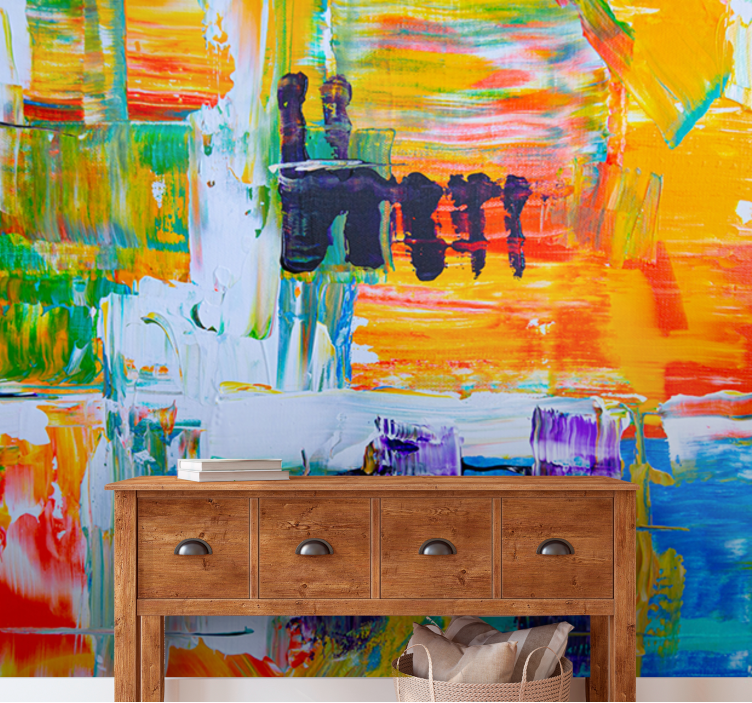 Värikäs abstrakti sommitelma taide valokuvatapetti - Tenstickers