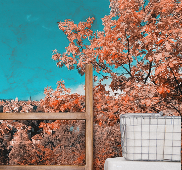 Värikäs syksyinen maisema valokuvatapetti - Tenstickers