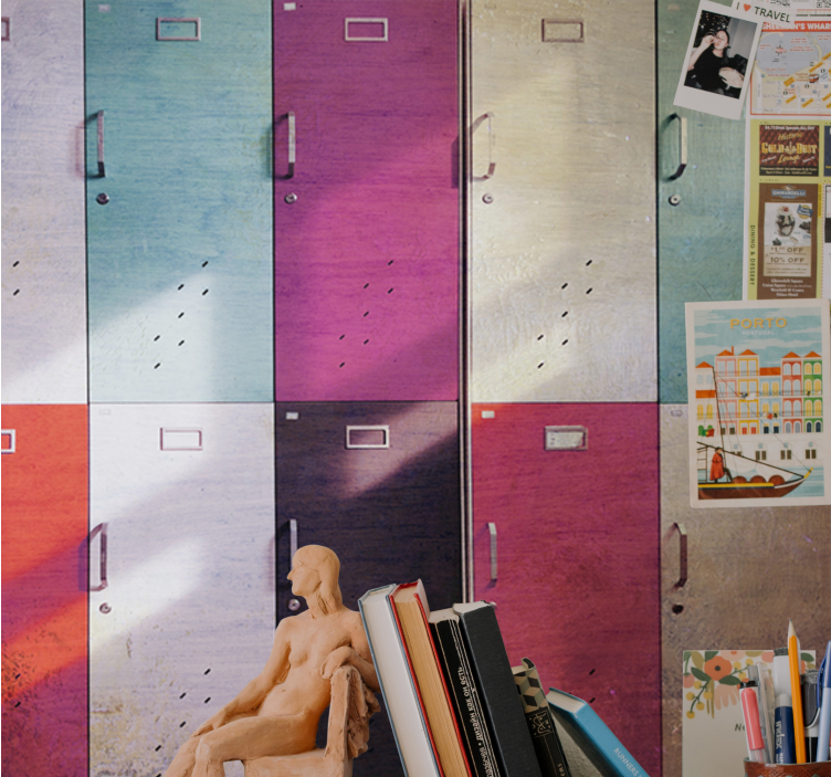 Värikkäät lokero-ovet musiikki valokuvatapetti - Tenstickers