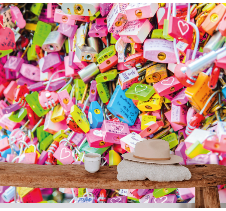 Värikkäät lukot rakkaus valokuvatapetti - Tenstickers