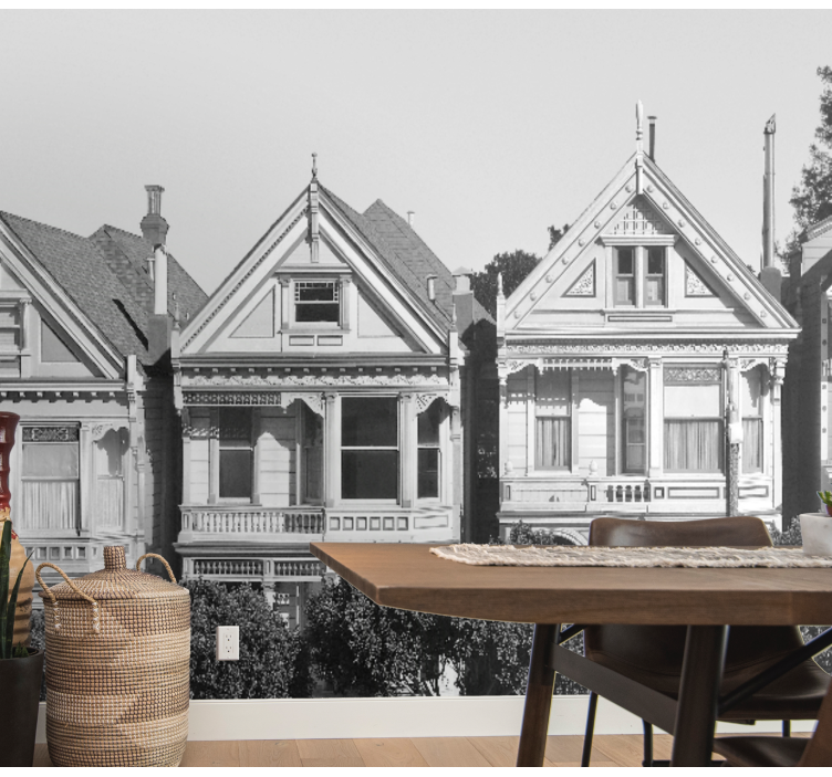 Viktoriaaninen talorivi kaupunki valokuvatapetti - Tenstickers