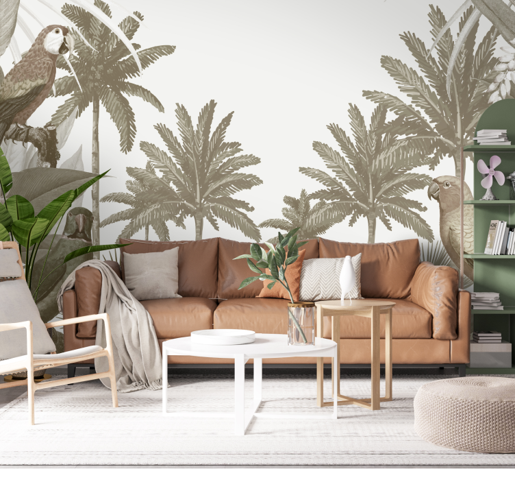 Vintage trooppinen eläimistö viidakko valokuvatapetti - Tenstickers