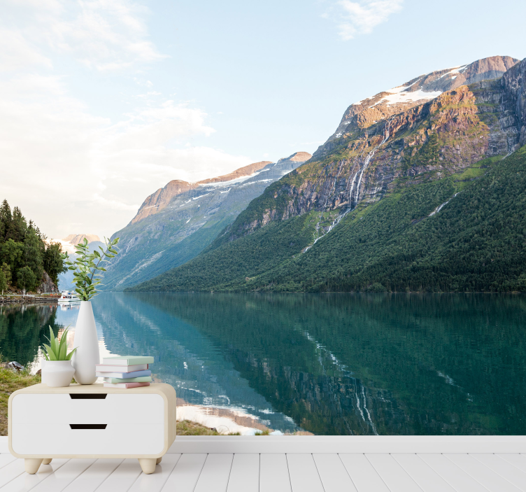 Kaunis vuoristo järvi valokuvatapetti - Tenstickers