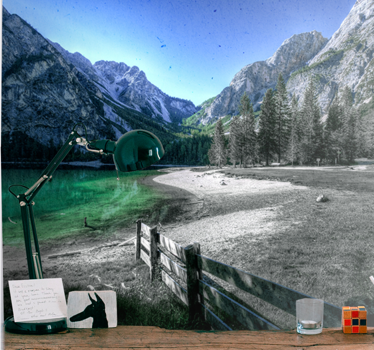 Vuoristoinen järven rauha maisema valokuvatapetti - Tenstickers