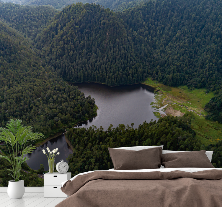 Vuoristojärven seesteisyys maisema valokuvatapetti - Tenstickers