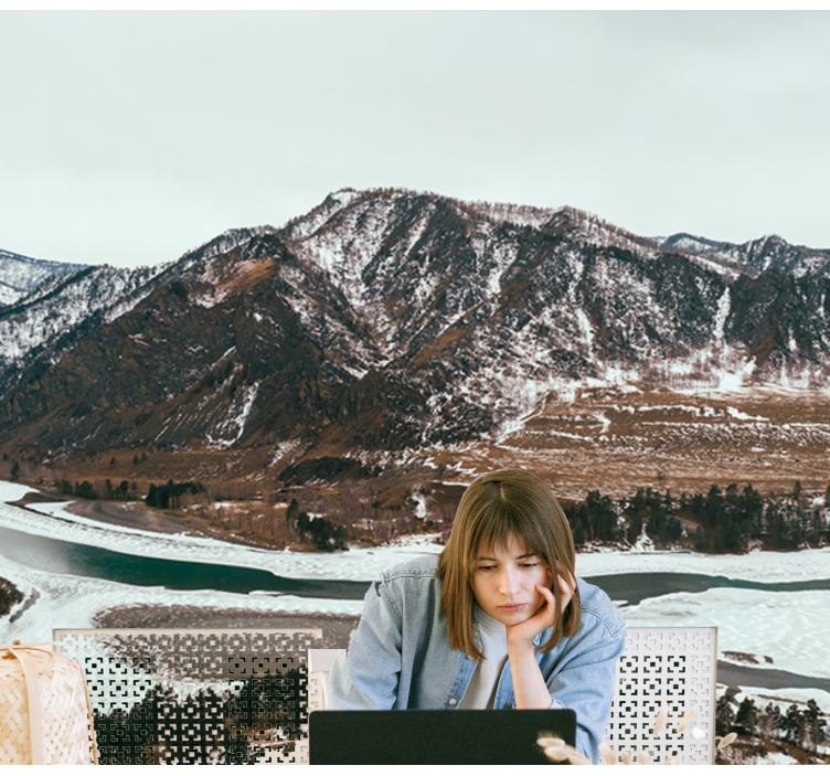 Vuoristojoki maisema valokuvatapetti - Tenstickers