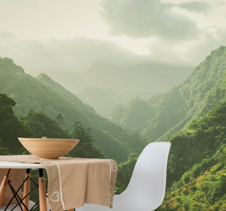 Vuoristolaakson maisema valokuvatapetti - Tenstickers