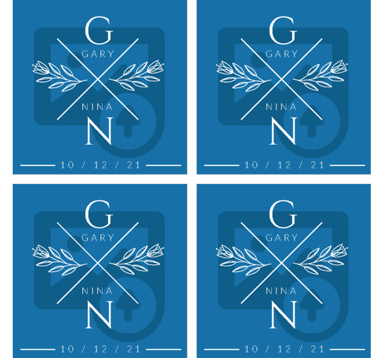 Personoidut parin alkukirjaimet lasinalunen häihin - Tenstickers