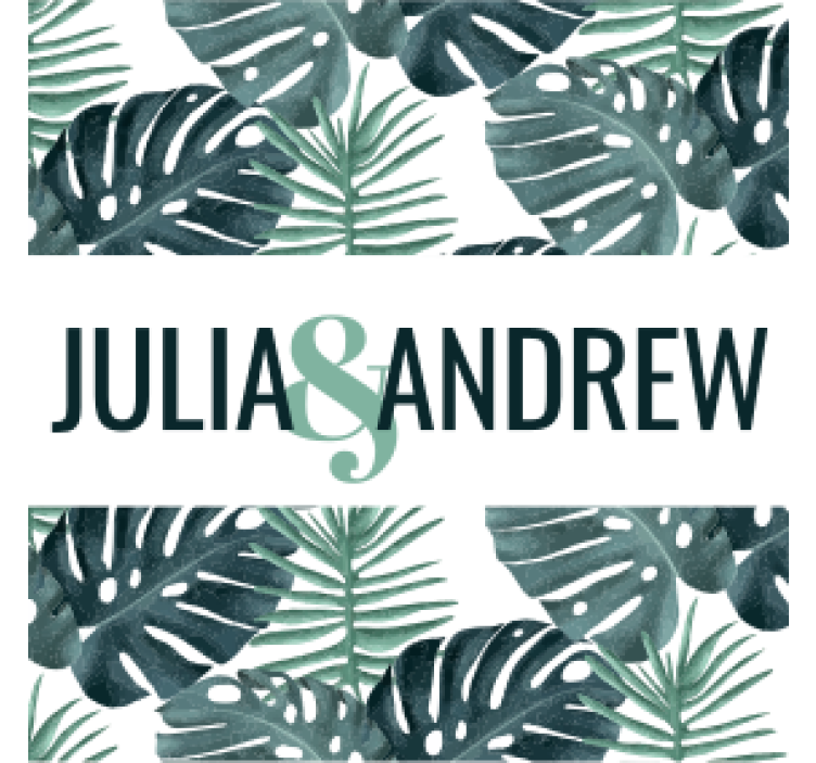 Trooppinen lehtikuvio lasinalunen häihin - Tenstickers