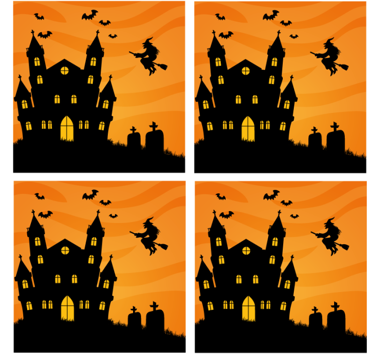 Halloween lasinalunen kummitustalon siluetti - Tenstickers