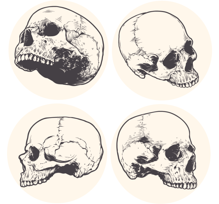 Kummajainen lasinalunen pääkallokuvitussetti - Tenstickers